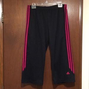 Adidas crop pants, black and pink, ladies size L